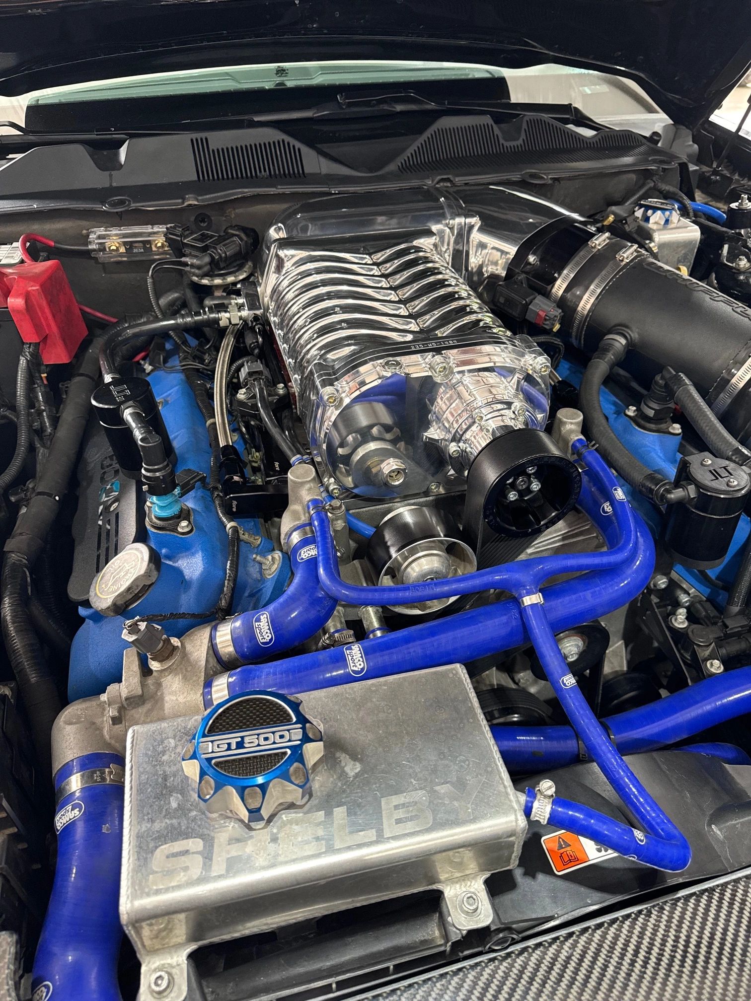 Polished supercharged engine bay